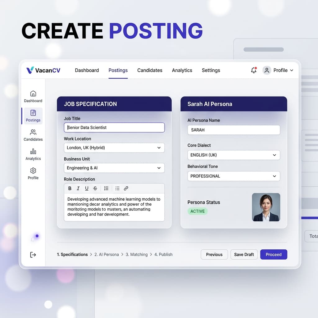 VacanCV AI Post a Job Dashboard with Bionic UI
