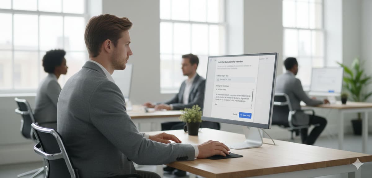 A recruiter looking at a screen with candidate profiles.