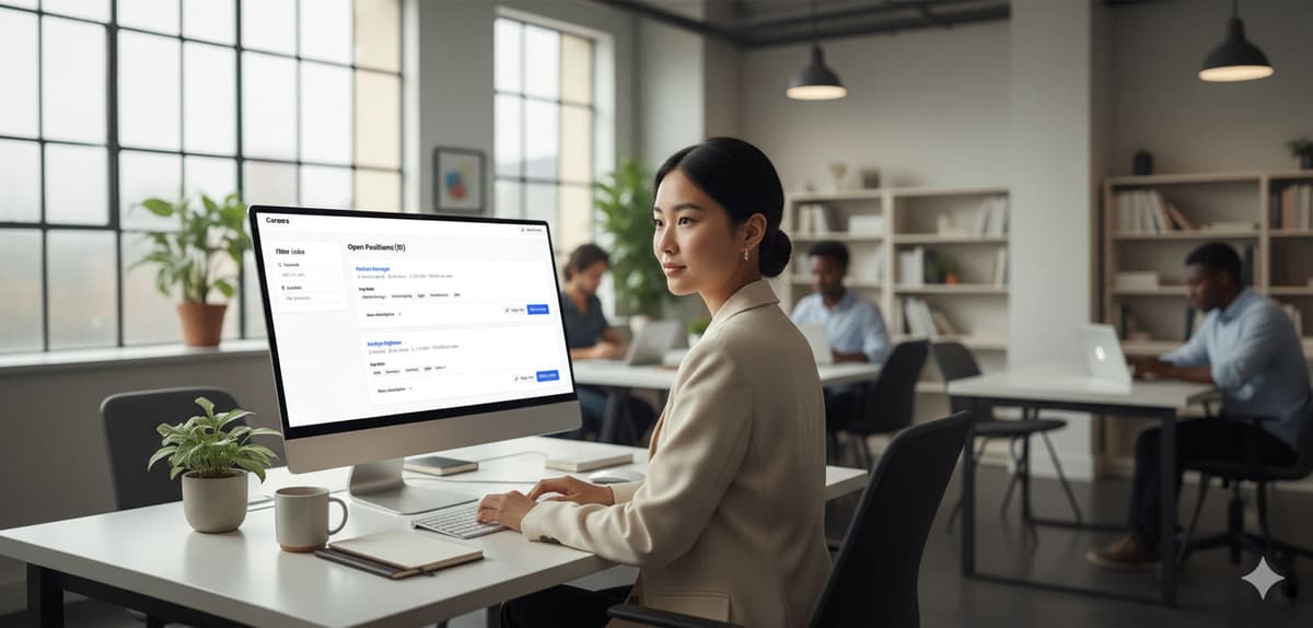 A branded company job board page.