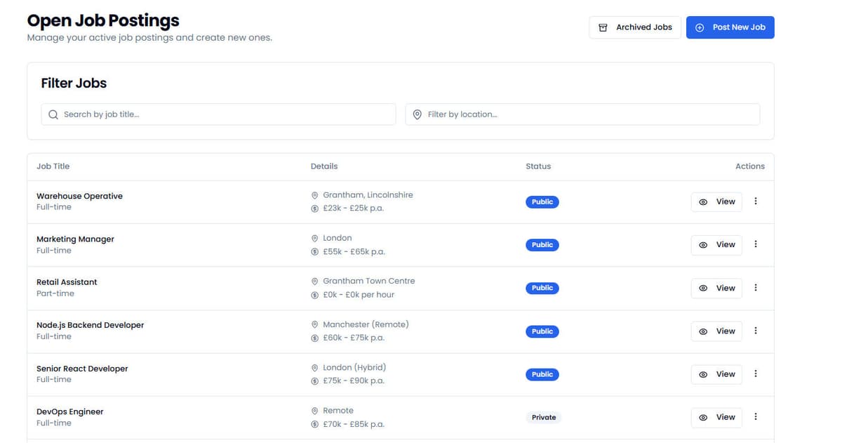 A form for creating a new job posting.